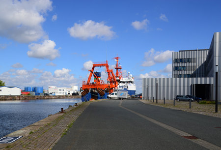 Research Vessel in the Fishing Port of Bremerhavenの写真素材