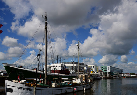 Historical Ships in the Fishing Port of Bremerhavenの写真素材