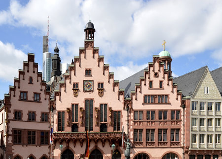 Historical City Hall in the Old Town of Frankfurt at the River Main, Hesseの写真素材