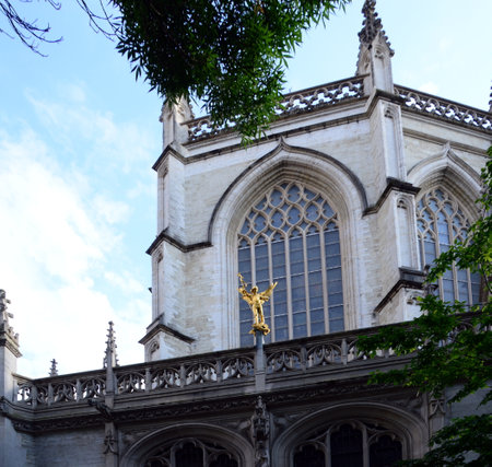 Historical Cathedral in Downtown Brussels, the Capital of Belgiumの写真素材