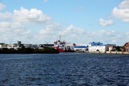Panorama in the Fishing Port of Bremerhavenの写真素材