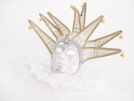 Carnival Venetian mask on white background after partyの写真素材