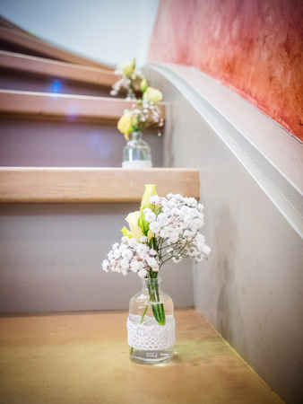 The vase with bouquet of beautiful flowers in room, closeupの写真素材