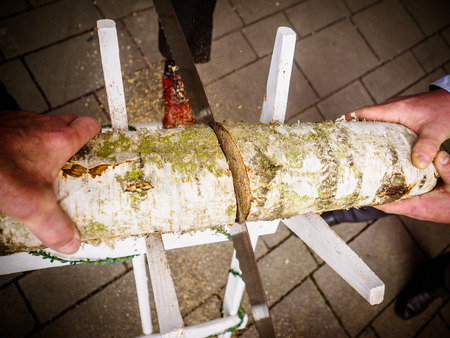 the sawhorse with wood on the weddingの写真素材