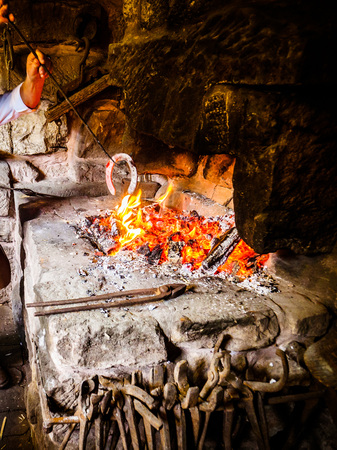 Close-up of a horseshoe in a blacksmith, Middle Agesの写真素材