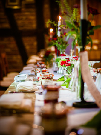 The wedding table in the barn in the summerの写真素材