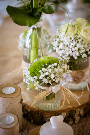 The wedding decoration in vintage look, natural discreet and beautifulの写真素材