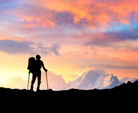 Silhouette of the touristの写真素材