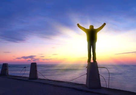 Silhouette of a winnerの写真素材