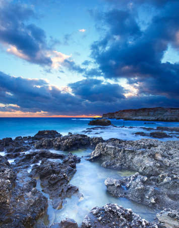 Seascape during sundownの写真素材