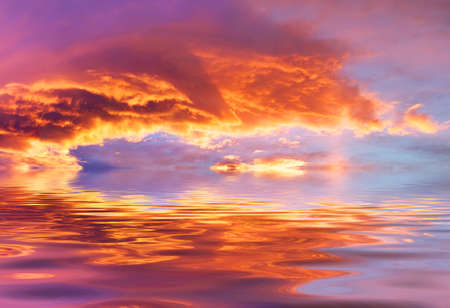 Beautiful seascape during sundownの写真素材