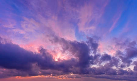 Beautiful cloudscape during sundownの写真素材