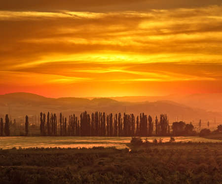 Hills and sundownの写真素材