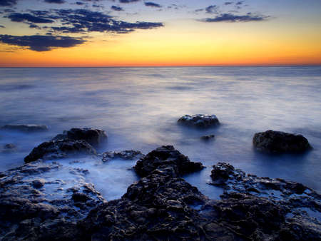 Beautiful seascape during sunsetの写真素材
