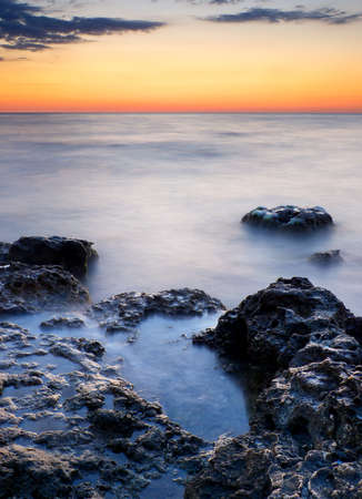 Beautiful seascape during sunsetの写真素材
