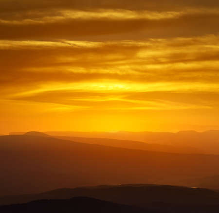 Hills during sundownの写真素材