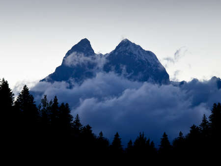 High mountain rock during sunset の写真素材