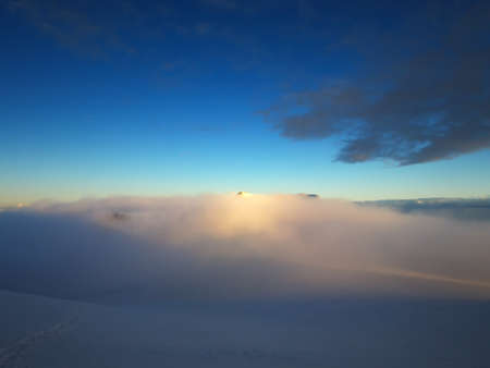 Cloudy mountain during sunriseの写真素材