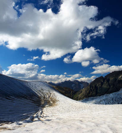 Glacier and cloudy skyの写真素材