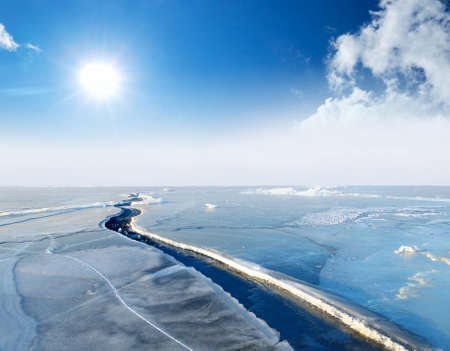 Ice and sky  Beautiful winter landscapeの写真素材
