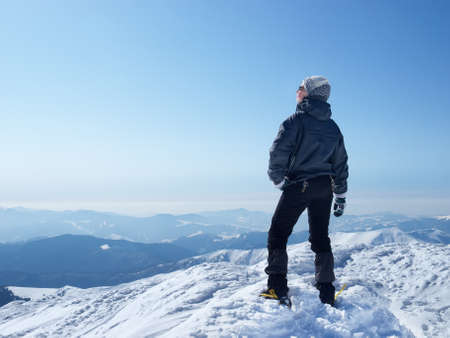 Climber on the mountain top  Sport and active life
