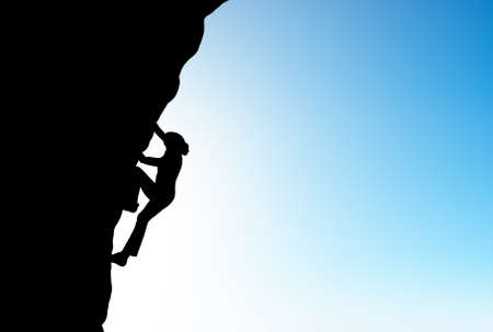 Rock climber on background of sundown  Sport and active lifeの写真素材