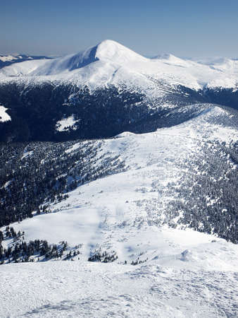 Mountain valley in the winter timeの写真素材