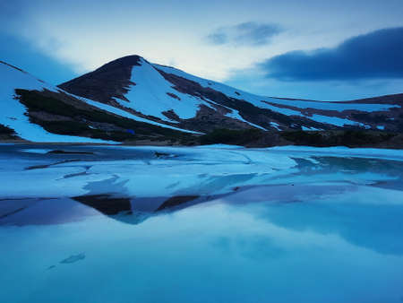 Mountain and reflection in lakeの写真素材