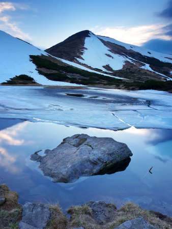 Lake and high mountainsの写真素材