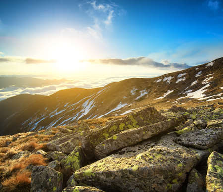 Mountain valley during sunrise. Beautiful natural landscape
