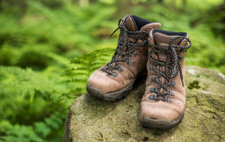 Tourist shoes as a background. Active life conceptの写真素材