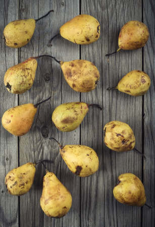 Pears on vintage background. Healthy and tasty foodの写真素材