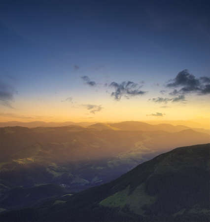 Mountain valley during sunset. Beautiful natural landscapeの写真素材