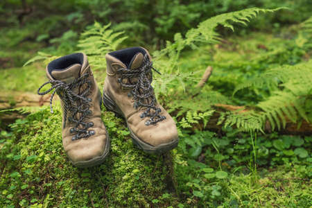 Tourist shoes as a concept and idea. Active life conceptの写真素材