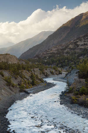 River and high mountains. Beautiful natural landscapeの写真素材