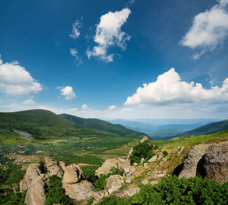 Mountain valley in the summer time. Beautiful natural landscapeの写真素材