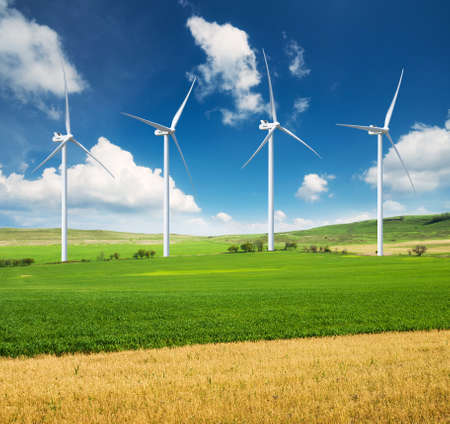 Wind power station. Ecological energy composition