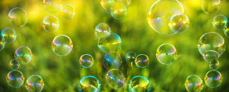 Air bubbles on grass background. Abstract background