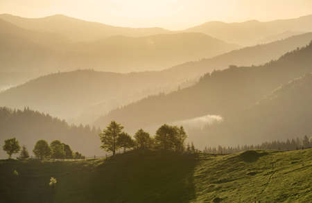 Hills lines during sunrise. Beautiful natural landscapeの写真素材
