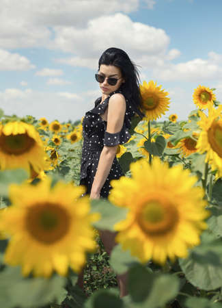 Girl on the field. Concept and idea of beauty peopleの写真素材