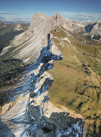 Mountain valley in the Italy alps. Beautiful natural sunset in the summer timeの写真素材