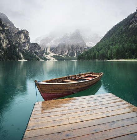 Lake in the mountain valley in the Italy. Beautiful natural landscape in the Italy mountains.の写真素材