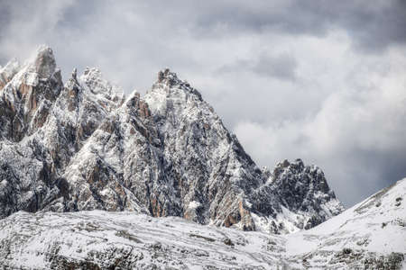 High mountains ridge in the Alps. Beautiful natural landscape in the winter timeの写真素材