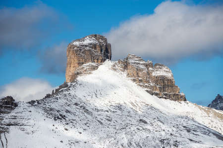 High mountains ridge in the Italy alps. Beautiful natural landscape in the winter timeの写真素材