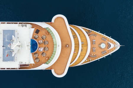 Croatia. Aerial view at the cruise ship from drone. Adventure and travel.  Landscape with cruise liner on Adriatic sea. Luxury cruise. Travel - imageの写真素材