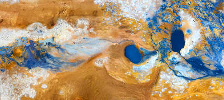 Panoramic landscape above river in the geysers valley.