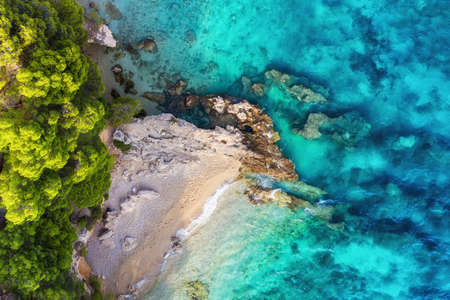 Coast as a background from top view.