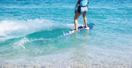 Windsurfing, extreme sports. Water sports. Athlete in competition. Seascape with athlete.の写真素材
