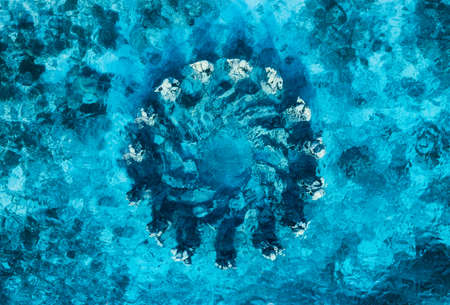 Famous place on Gili Meno Island, Indonesia. Aerial view. Underwater tourism in the ocean. Gili Meno Island, Indonesia. Travel - imageの写真素材