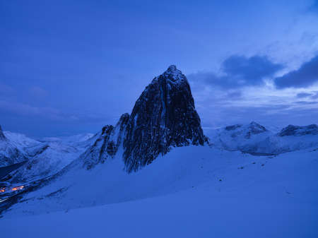 Mountain Segla, Senja islands, Norway. High mountains at the winter time. Winter landscape. Norway...